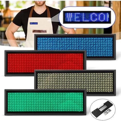 Bluetooth App Led Programmable Name Badge display LED Name Tag With Magnet And Pin + Scrolling Mini Message Board