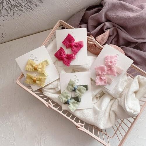 Girl Bows Side Clips Sweet Baby Hairclips Korean Style Solid Candy Color Barrettes Chidlren Summer Hairgirps Photo Props 2021