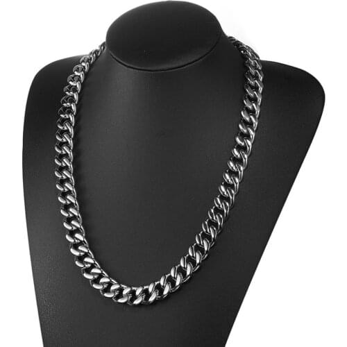 Handmade Gift 316L Stainless Steel Silver Color Curb Cuban Link Chain Mens Unisexs Bracelet Wristband 15mm Wide 7-40" Optional