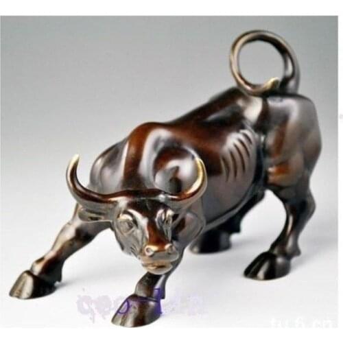 Collection Big Wall Street Bronze Fierce Bull OX Statue Garden Decoration Bronze Buddha Healing statue