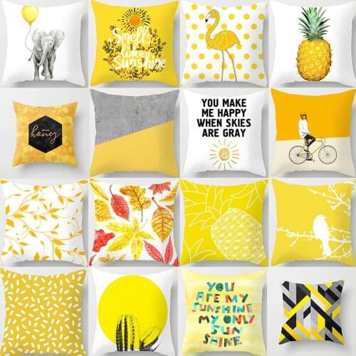 Nordic Pineapple Leaf Yellow Decorative Pillowcase Pineappl Yellow Throw Pillow Case Polyester Printing Pillow Cover kussensloop