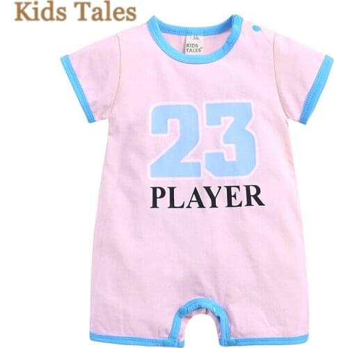 Baby rompers short sleeve newborn baby boys clothes Cotton Fashion number printing for 0-18M baby basketball clothes PQ117