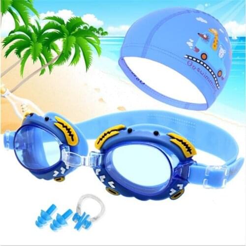 Children Swimming Glasses Cartoon Kids Swim Caps Ear Plug Professional Fish Crab Eyewear Arena Waterproof Swimming Goggles