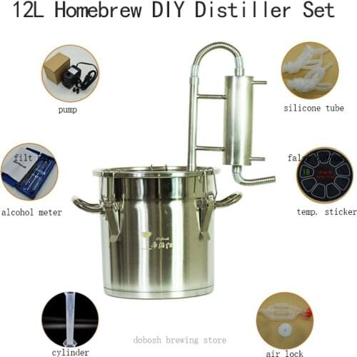 12L Moonshine Homebrew Distiller Beer Whisky Distilling Alcohol Wine Yeast Distillator for Home Brewing Used Wine Maker