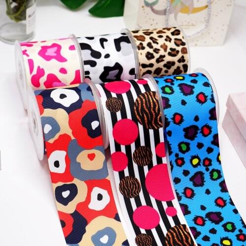 DIY Cartoon Leopard Printed Grosgrain Ribbon For Craft Supplies Sewing Accessories 5 Yards. 9974
