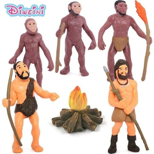 6pcs Simulation Primitive Human Evolution People Model Action Figure Educational Gift For Kids Hot Toys Set Doll House Figurine