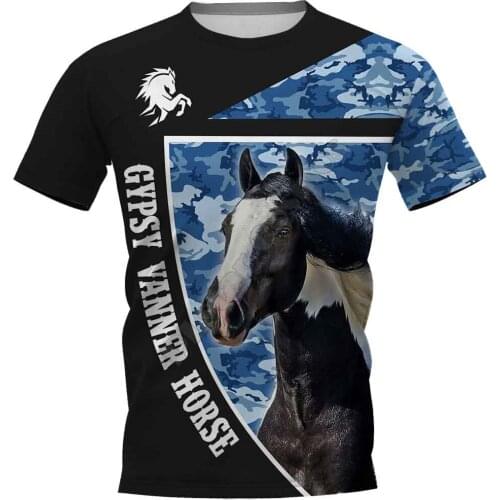 Cypsy Vanner horse 3D Printed t shirts women for men Summer Casual Tees Short Sleeve T-shirts Funny Animals Short Sleeve 02