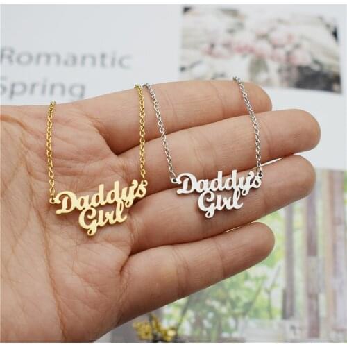 Daddys Girl Pendant Necklace For Babygirl Stainless Steel Collier Femme Kids Daddy Gift Fathers Day Family Jewelry Men Choker