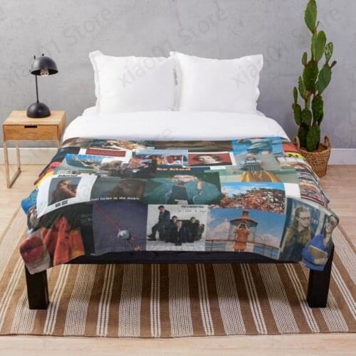 Film, Music, and Art Collage Throw Blanket Sherpa Bedspread Blanket Picnic wool soft Blankets