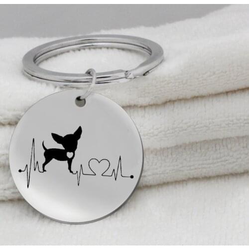 Round French Bulldog Dachshund Keychain Pendant Metal Bag Charm For Men And Women Car Keychain Keyring Jewelry Decoration Gift