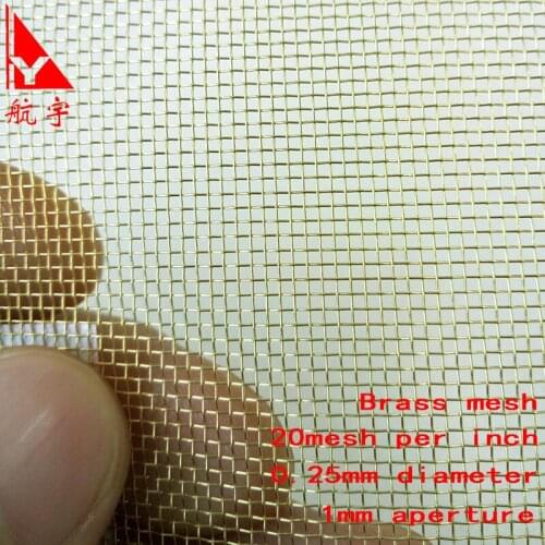Brass woven wire mesh yellow metal mesh 20 mesh per inch 1mm aperture for screen/filter/decoration/shield/anti-static