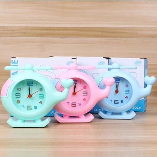 Cute Plane Shape Alarm Clock Desk Ornaments Cartoon Helicopter Table Clocks Digital Clock Living Room Study Office Decorative