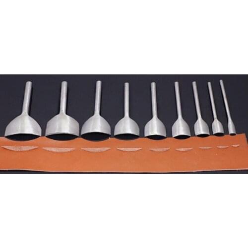 6pcs/9pcs Set Semicircular Leather Cutter Punch DIY Cut Craft Tools for Belts End Punch Leather Tools
