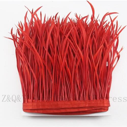 Natural goose feather 10-15CM (4-6 inches) dyed red to do 2-10 yards single torn cloth edge DIY craft jewelry feather decoration