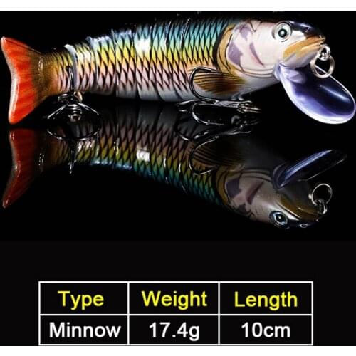 Multi Sections 6 Segments Fishing Lure 10cm 17.4g Jointed minnow Swimbait Crankbait Artificial Hard Bait Wobblers Treble Hook