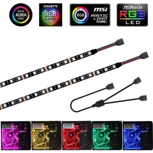 RGB Gaming 5050 LED Strip Light RGB For 12V Aura Sync Motherboard Control PC Computer case 1M 2M 4 Pin RGB-Header(+12V,G,R,B)