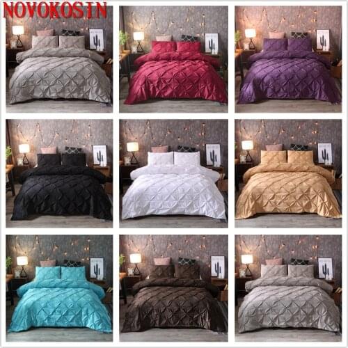 Luxury Black Duvet Quilt Cover Pinch Pleat Brief Bedding Set Queen King 3pcs Bed Linen set Comforter Cover Set With Pillowcase45