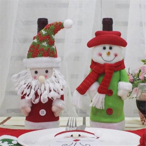 Christmas Decorations for Home Santa Claus Wine Bottle Cover Snowman Stocking Gift Holders Xmas Decor New Year