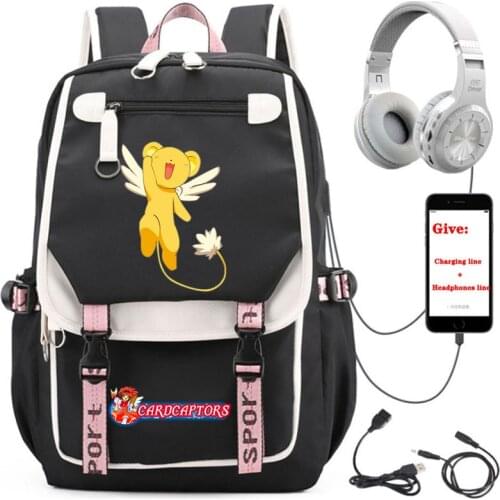 Anime Cardcaptor Sakura backpack Unisex Travel Backpack student School book Bag USB Charging teenagers Laptop packsack