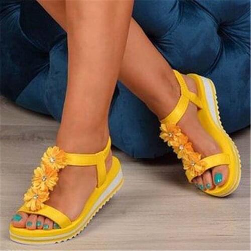 Women Sandals Summer Shoes Women Fashion Flowers Thick Bottom Breathable Sandals Women Vulcanize Shoes Ladies Sandals 2021