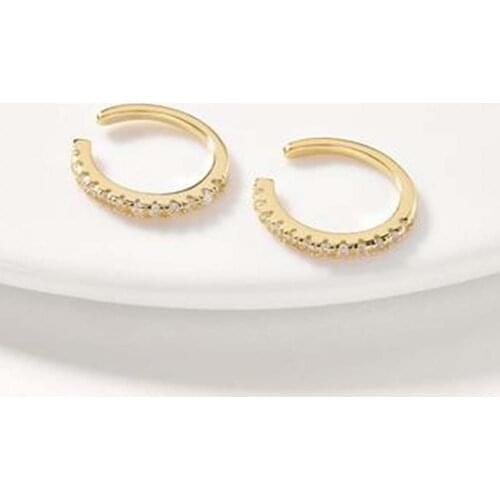 SILVERHOO New Earrings Round Shape Simple Unisex Ear Accessories Opening Circle 925 Silver Cubic Zirconia Earrings for Friends