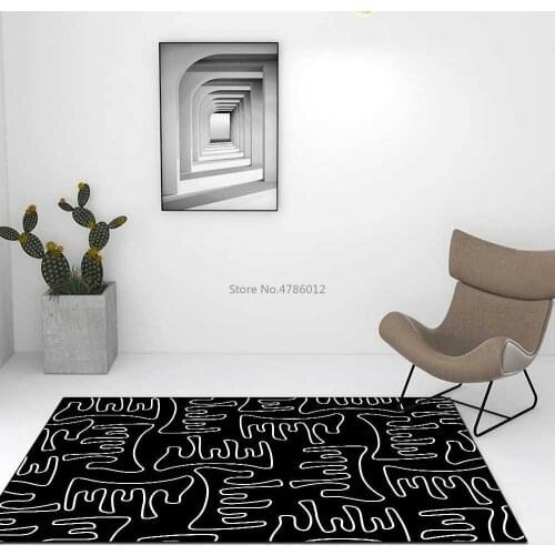 200X300CM Nordic Fashion Simple Black and White Geometric Mountain Living Room Bedroom Bedside Carpet Floor Mat Customization