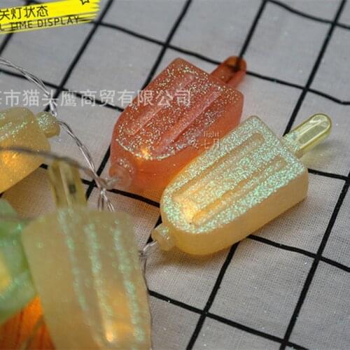 Ice Cream Fairy Lights Sparkling Led String Lights Cute Summer Wall Decoration USB Light Battery Holiday Ornament Kurtyna Led