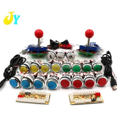 DIY Zero Delay USB Encoder To PC To 2 Arcade Joystick 5V illuminated Light Push Button 1P 2P COIN Button Arcade Kit
