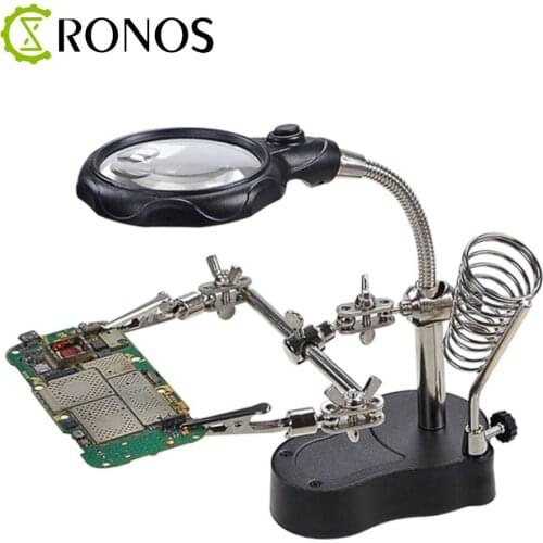 Welding Magnifying Glass with LED Light lens Auxiliary Clip Loupe Desktop Magnifier Third Hand Soldering Repair Tool