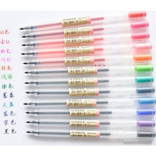 High Quality 12pcs Colors Set 0.5mm Gel Ink Pen Student Writing Painting Drawing Marker Pen School Office Supply Stationery Gift