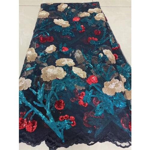 High quality 2021 tulle sequins African lace fabric embroidery French mesh Nigeria lace fabric used for wedding J36571