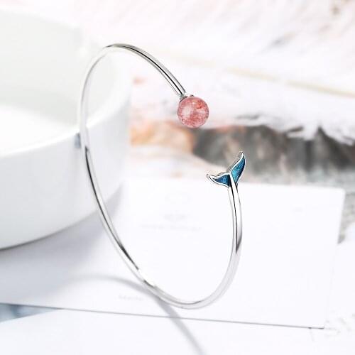 WANGAIYAO small fish tail natural strawberry crystal bracelet female Korean version of the simple bracelet student Mori girlfrie