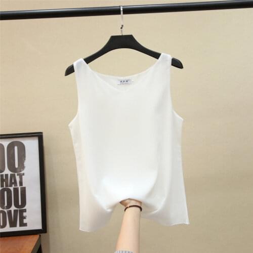 Womens Blouses V-neck Summer Fashion Brand Sleeveless Solid Color Chiffon Loose Plus Size Casual Womens Clothing Sexy Top Women