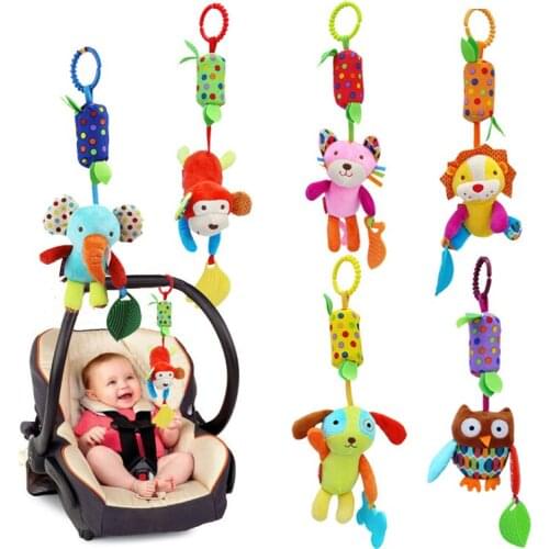 1PC Baby Windbell Animals Doll Newborn Baby Plush Toy Ring Hanging Teether Baby Trolley Hung Rattle Bell Ring K0085