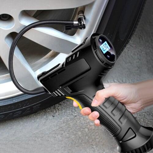 120W Car Air Pump Inflatable Pump Portable Rechargeable Air Compressor Digital Car Auto Tire Inflator Equipment Wired/Wireless