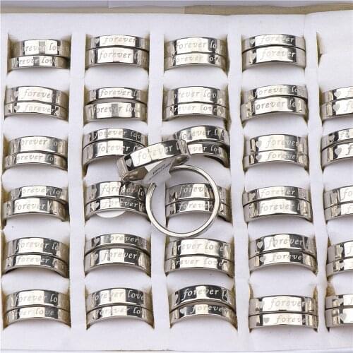 15pairs/Lot Forever Love Silver Color Stainless Steel Internal Polishing Couple Rings For Men Women Wedding Engagementt Jewelry