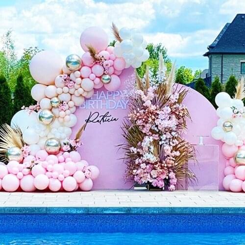 189pcs Double Cream Peach Pearl White Latex Balloon Arch Wedding Birthday Baby Shower Party Backdrop Swimming Pool Decoration