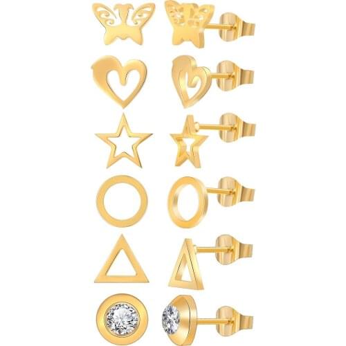 2021 Fashion Jewelry 12Pcs/Set Cubic Zirconia Wedding Earrings for Women Charm Crystal Bride Stainless Steel Stud Earrings