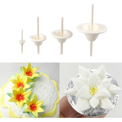 4pcs/set Lily Shape Cupcake Stand Icing Cream Cake Flower Needle Nail Baking Tools Cake Decorating Tool