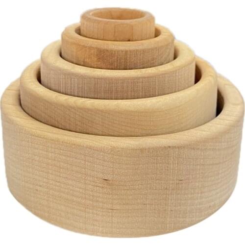 5 Pcs/Set Baby Wooden Stacker Toys Children Stacking Game Learning Building Blocks Kids Creative Educational Montessori Gifts