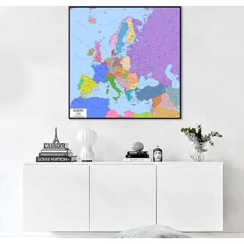 60*60 cm The Europe Political Map In 1950 Retro Canvas Painting Wall Art Poster Classroom Home Decor Children School Supplies