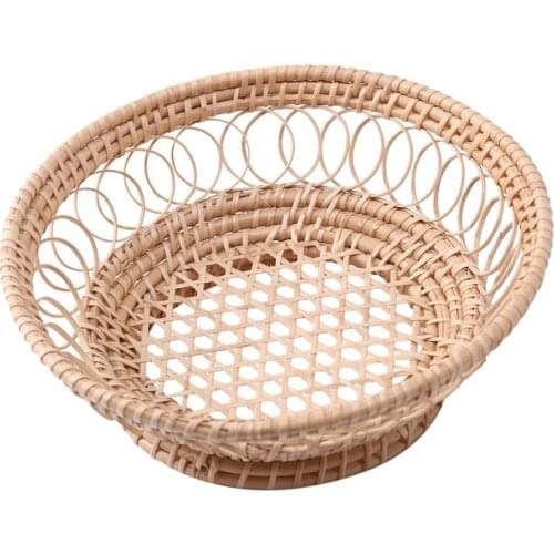 Promotion! Rattan Fruit Basket Hand-Woven Tray Breakfast Bread Small Basket Fruit Tray Home Living Room Storage Basket Photo Pro