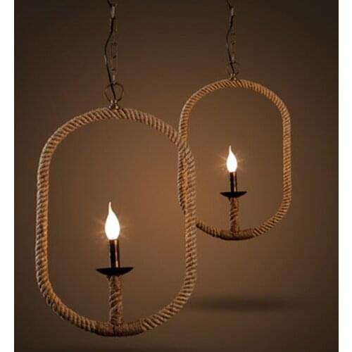 American Village chandelier retro bar single aisle stairs lamp head cafe personality hemp oval chandelier