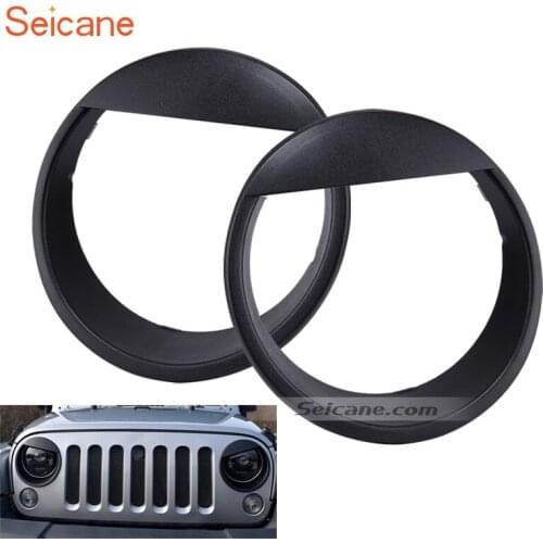 Seicane Car Accessories Front Light Panel Angry Birds Style ABS Headlight Bezels Trim Cover for 2005-2016 Jeep Wrangler 2pcs