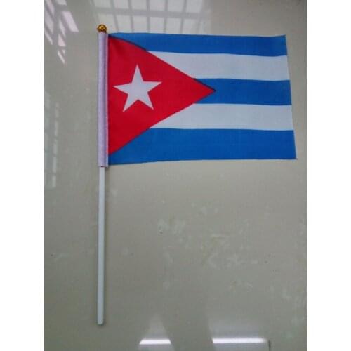 Free shipping xvggdg 14 x 21 cm hand waving CUBA hand flag 100pcs/lot wholesale CUBA SMALL hand Flag