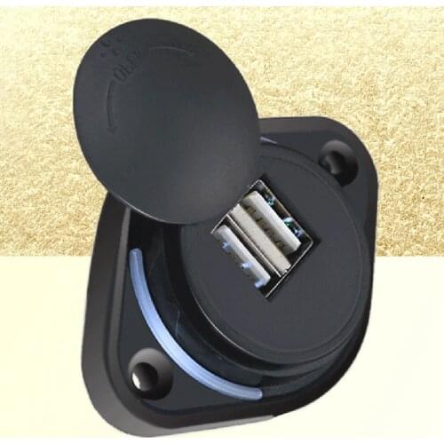 For Car Dual USB Port Charger Socket Outlet LED Waterproof Adapter Power Socket Universal Motorcycle Bus Ship 12V/24V 3.1A ABS