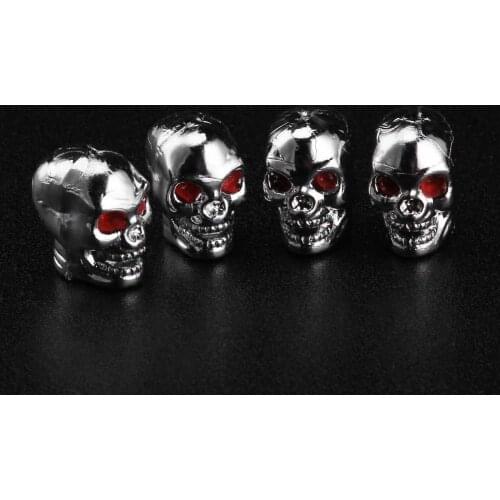 4Pcs/Set Universal Car Wheel Tyre Tires Valve Stem Caps Skull Style Antirust Copper Core Motorcycle Bike Air Caps Dust Covers