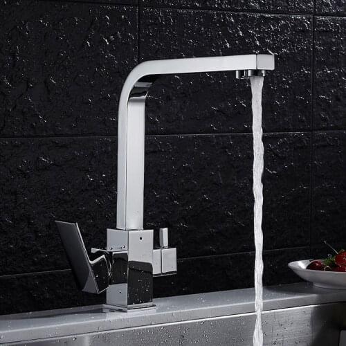 Kitchen Faucet Dual Function 3 Way Water Filter Black/Chrome Kitchen Faucet Marble Pure Water Kitchen Faucet Filler Tap Torneira