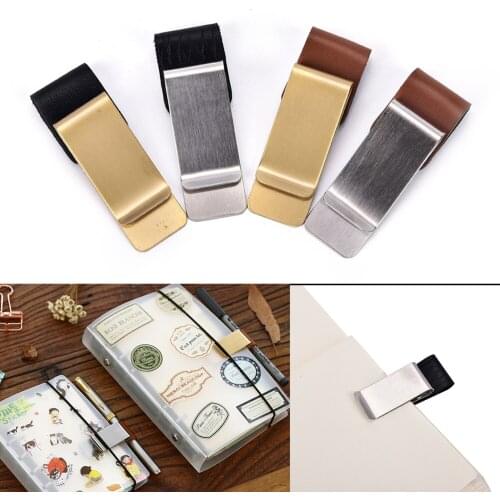 Metal Leather Pen Holder Brass And Stainless Steel Pencil Clip For Genuine Leather Notebook Journal Diary