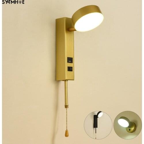 Wall Sconce Nordic Bedroom Lamp With Switch Decor Led Bedside Living Room Indoor Wall Light USB 3 Light Color Changeable 12W